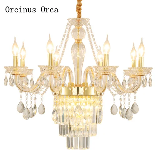 European luxury gold crystal chandelier living room dining room bedroom French LED silver romantic Crystal Chandelier