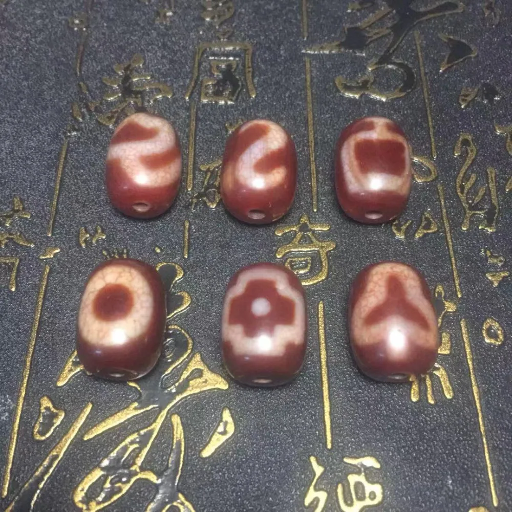 Cuentas de ágata Tíbet DZI 15*20mm fuego rojo para grano oscuro DZI gancho de dinero Bodhi lotus acuario Cruz Buda hombres y mujeres joyería DIY