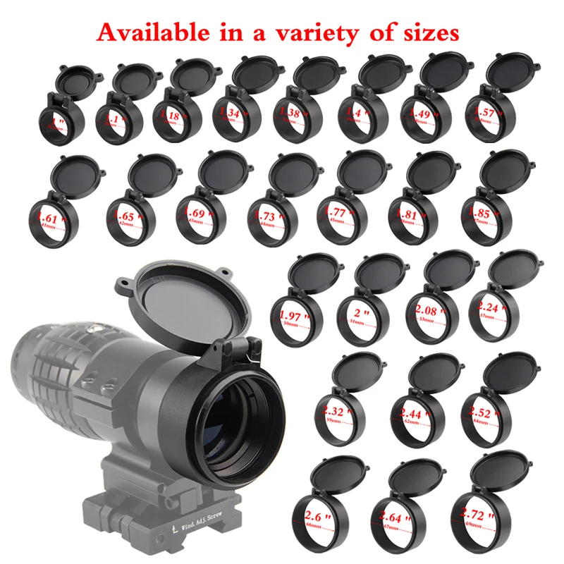 25.4-69MM Rifle Scope Lens Cover Flip Up Quick Spring Protection Cap Objective Lense Lid for Hunting Caliber 37-0043