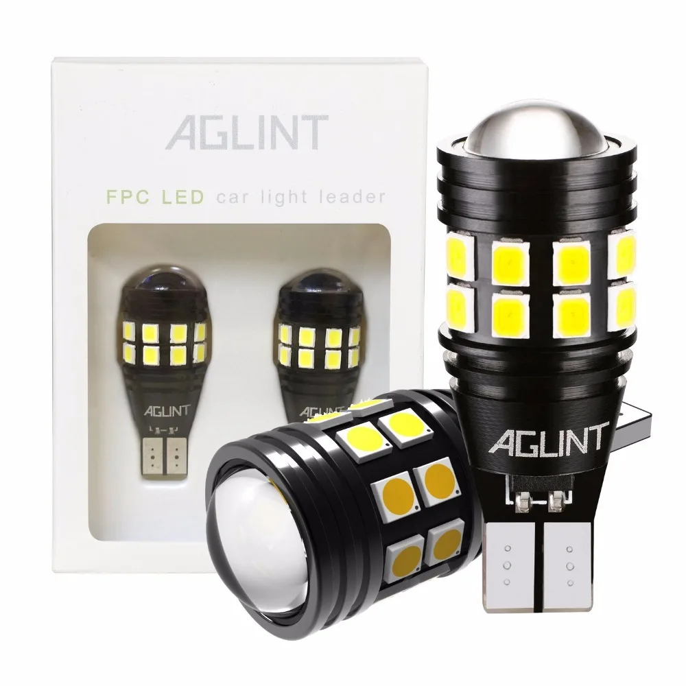 AGLINT 2PCS T15 T16 W16W 921 912 Wedge Replacement LED Car Bulbs Backup Parking Tail Reverse Lights CANBUS Xenon White 12-24V