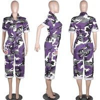 Women Camouflage Jumpsuit Army Military Cargo Shorts Female Playsuit Print Rompers Zipper Streetwear Chic  One Piece Pants Jum - Image 6