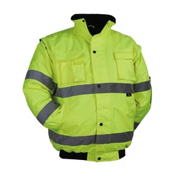 Men's Winter Hi Vis Yellow Safety Jacket Reflective Waterproof Jacket With Removable Sleeves Reflective Workwear