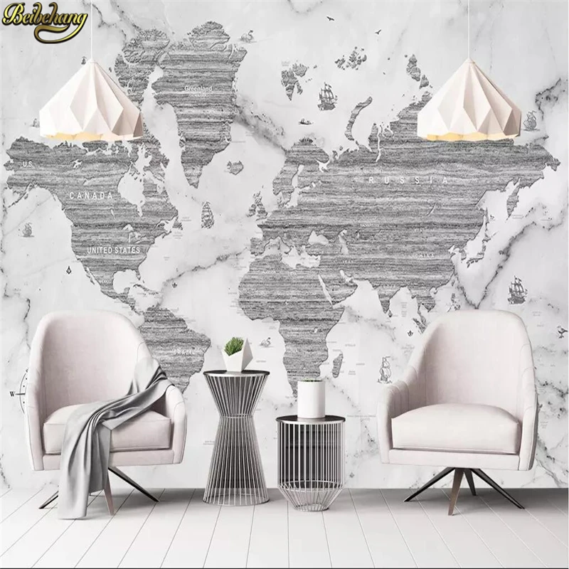 

beibehang Custom photo wallpaper mural world map white marble background wall papers home decor papel de parede infantil