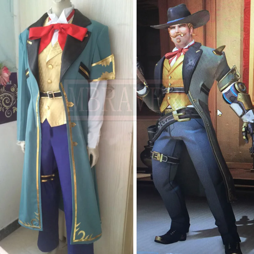 

Game OW Jesse McCree Christmas Party Halloween Uniform Outfit Cosplay Costume Customize Any Size