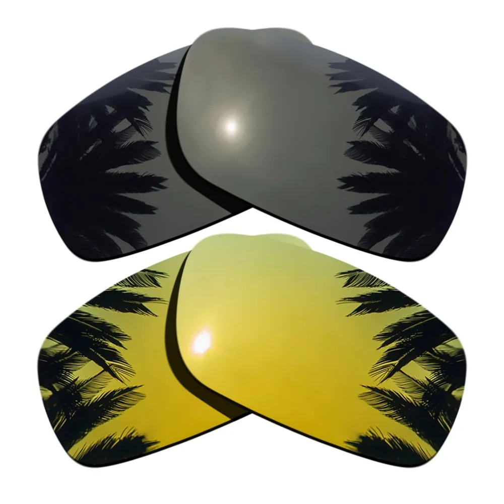 

(Black+24K Gold Mirrored Coating) 2-Pairs Polarized Replacement Lenses for Crankshaft 100% UVA & UVB Protection