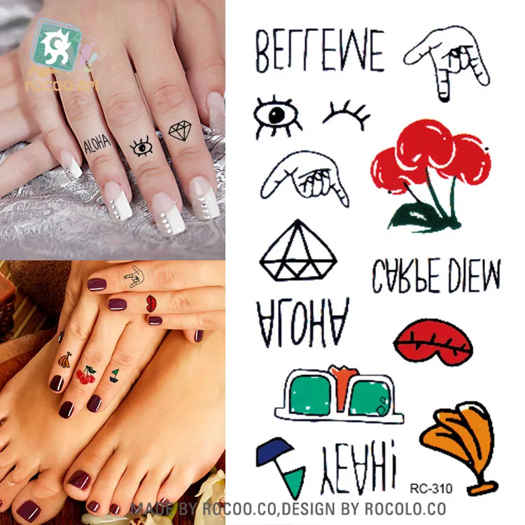 Rocooart RC310-314 DIY Summer Elements Waterproof Temporary Tattoo Stickers Cool Fake Tattoo Taty Tatuaje For Finger Hand Decor