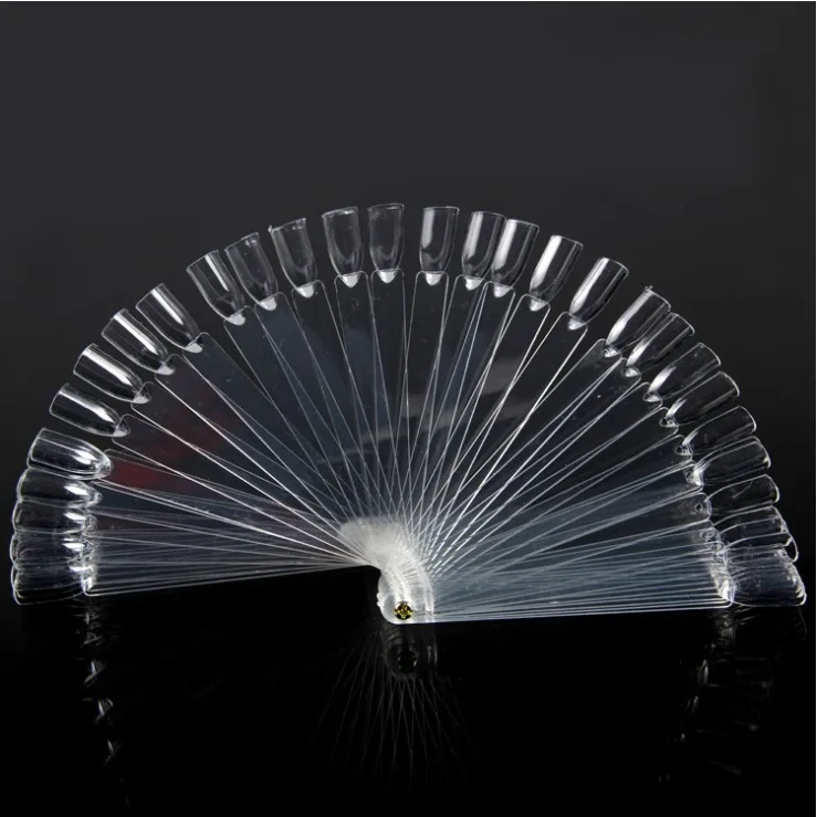 50Pcs Transparent   Nail Art Tips Sticks Polish Display Fan Practice Tool Board Nails Tools nail art tool