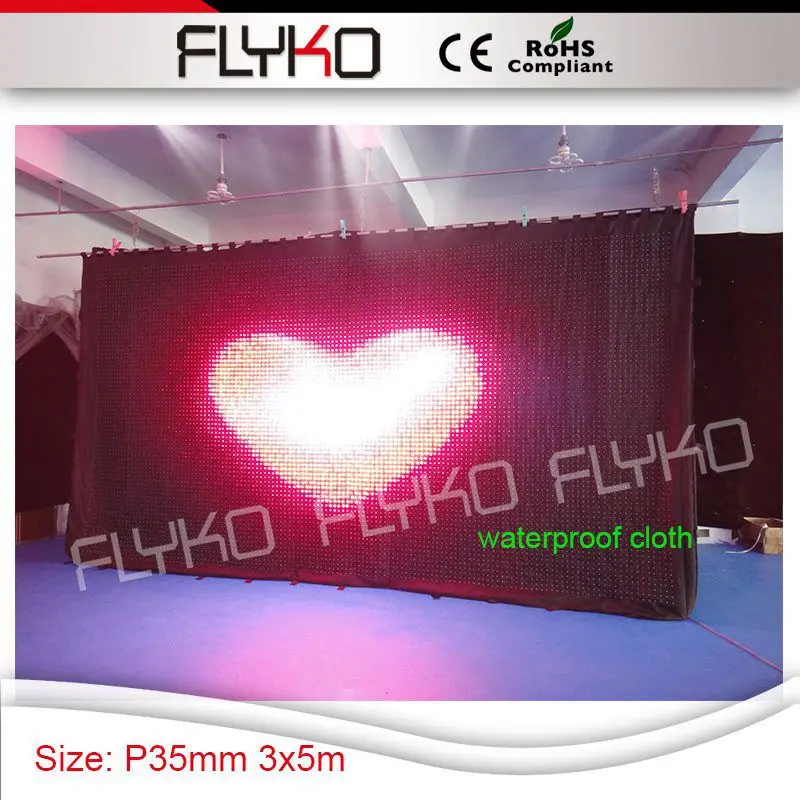 fireproof P3.5 video function stage decoration 3mx5m  party wedding equipment led stage curtain