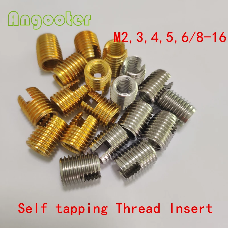 10/2pcs M2  M3 M4 M5 M6 M8 M10 M12 M14   Self tapping Thread Insert Self Tapping Screw Bushing Slotted Type Thread Repair Inset