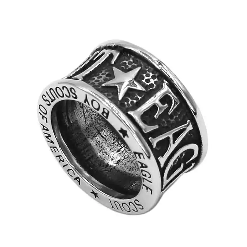 Wholesale Eagle Scout Ring Stainless Steel Jewelrys Classic Biker Ring Military Mens Ring 915B