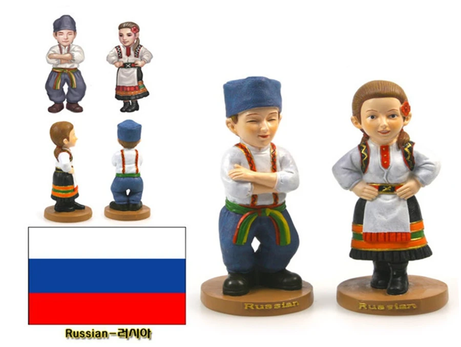 

Hand-painted Russian National Costumes A Pair Of Doll Statue Resin Crafts Tourism Souvenir Gifts Collection Home Decor