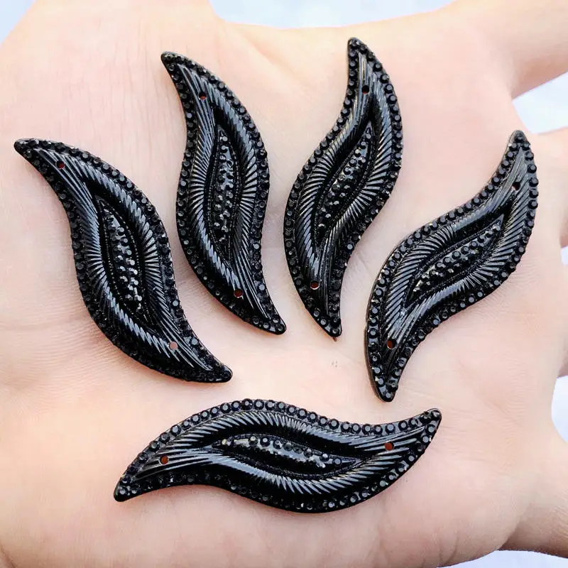 Pure black 10pcs Crystal Base Sew On Rhinestone Stones Spacer buttons for DIY Garment Jewelry -E088