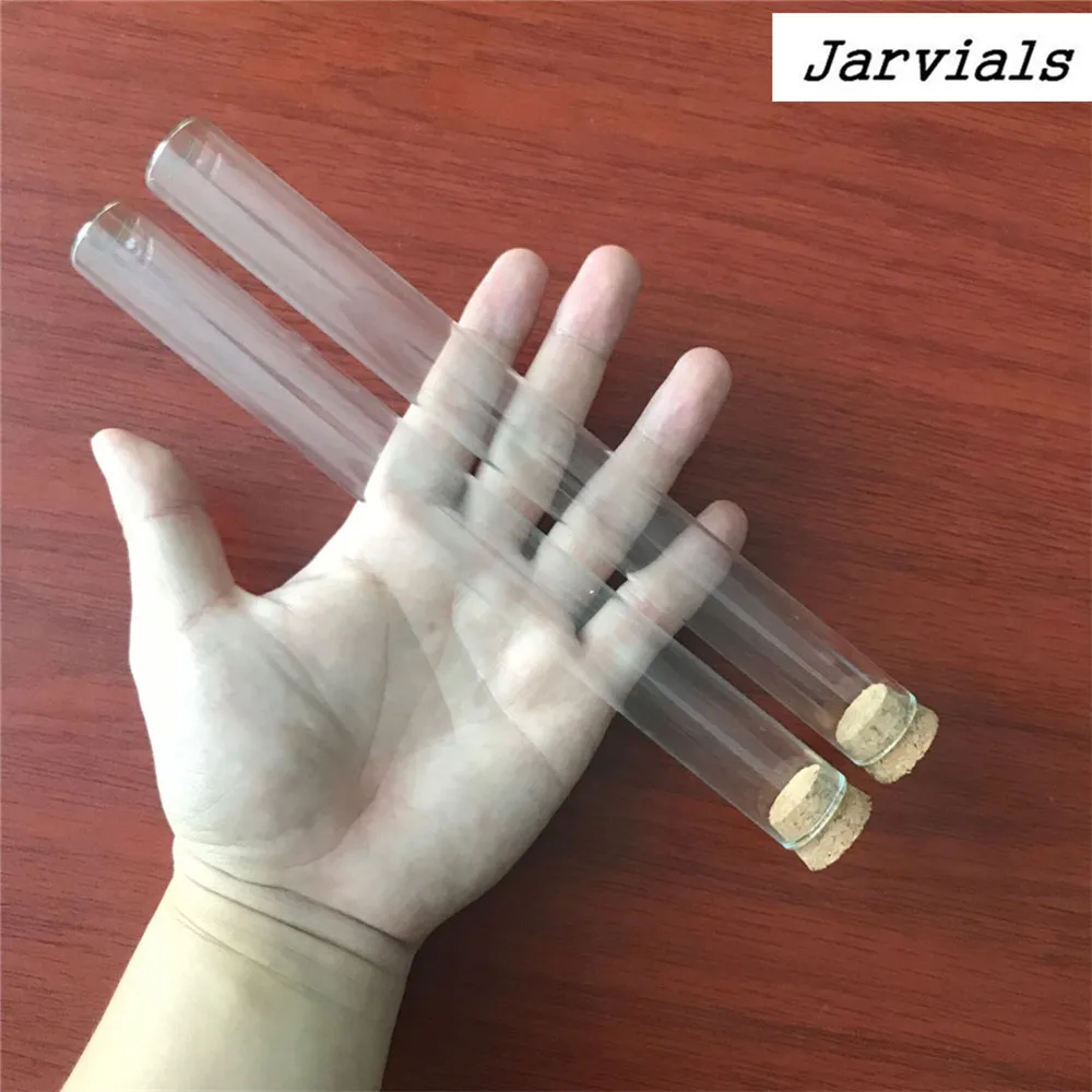 22*220mm 62ml Empty Glass Transparent Flat Base Bottles With Cork Stopper Long Glass Bottles Vials Stand Test Tube Jars 24pcs