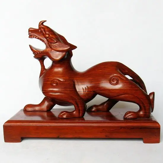 Zhai rosewood woodcarving and ornaments Home Furnishing TZ solid wood Wangcai brave lucky animal display size