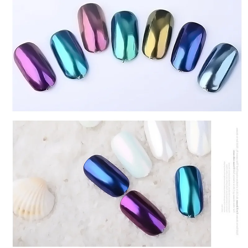 Poudre à ongles effet miroir caméléon, 1 g/boîte, coquille de perle, paillettes, Art des ongles, Pigment chromé, poussière, décoration de manucure