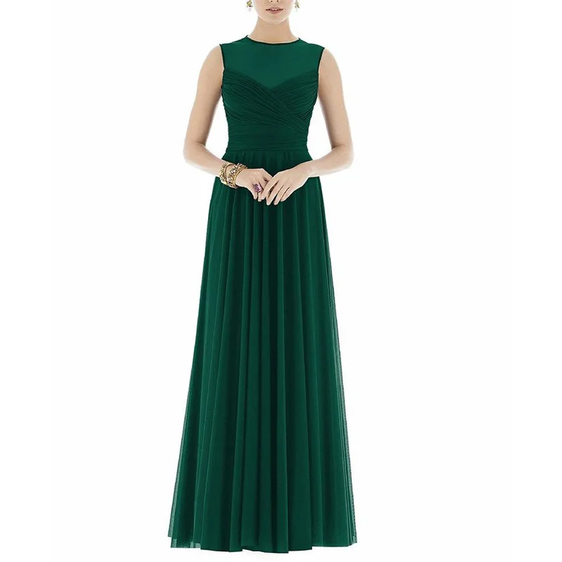 Vestido dama de honra, elegante, azul marinho, sem mangas, comprimento no chão, chiffon, feminino, vestido para festa de casamento, noiva longa, vestido para madrinha de honra