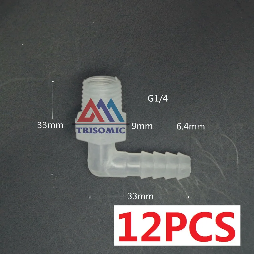 

12 pieces 6.4mm*G1/4 Elbow screw thread Connector Tube Joiner PP Plastic Fitting Tank Airline acid and alkali resistant