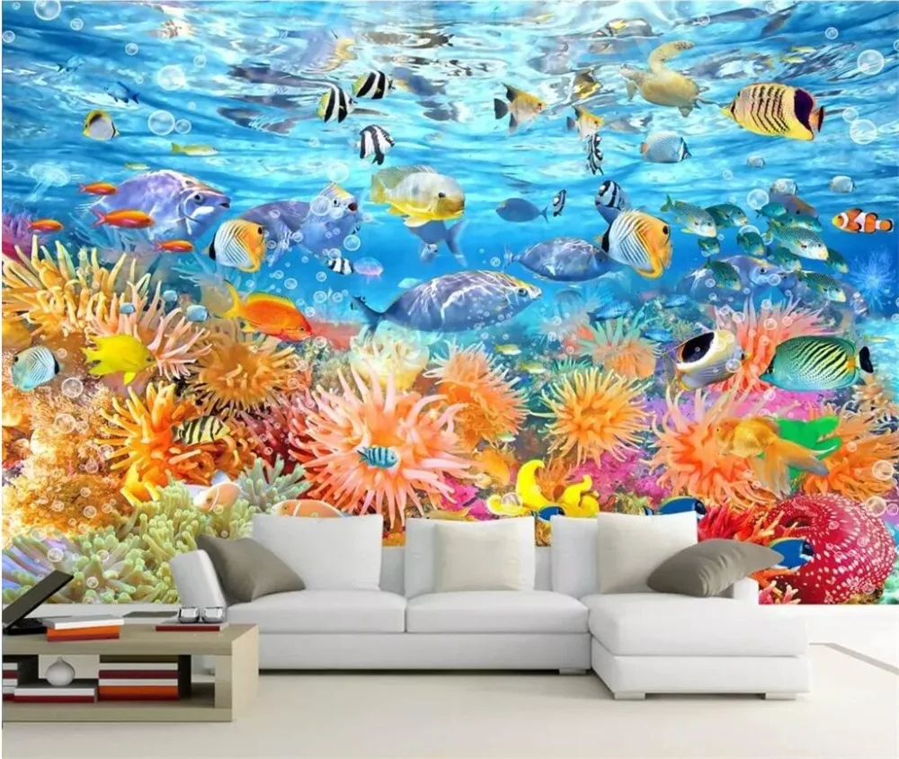 

wellyu Custom wallpaper 3d photo murals underwater world living room bedroom hotel TV background wall paper 3d papel de parede