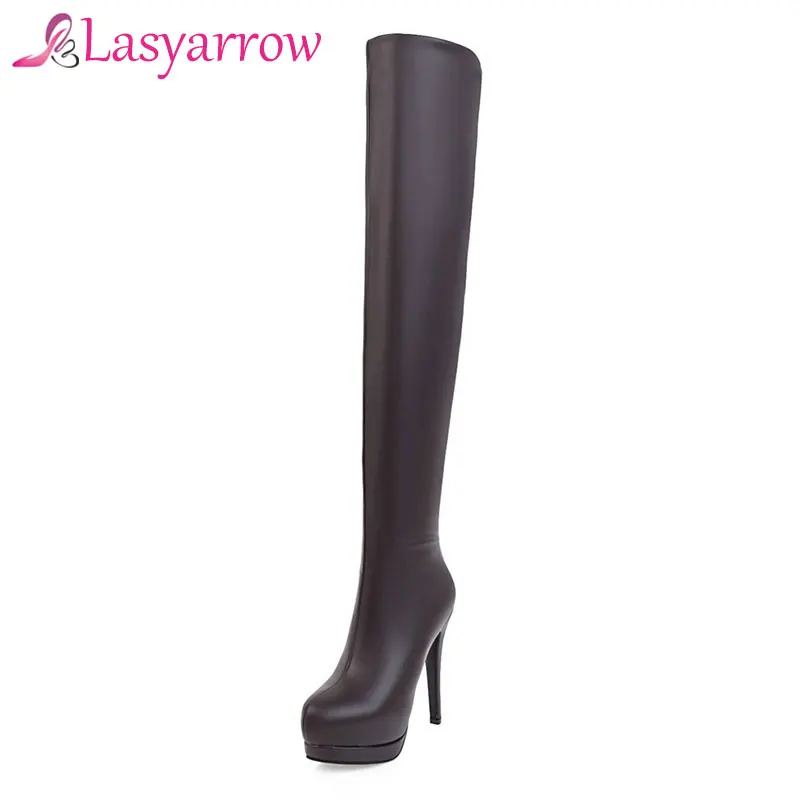 

Lasyarrow Shoes Woman Fashion Platform Women's Shoes Plus Size 32-43 Women's Winer Boots High Heel Long Boot Shoes Zipper RM117