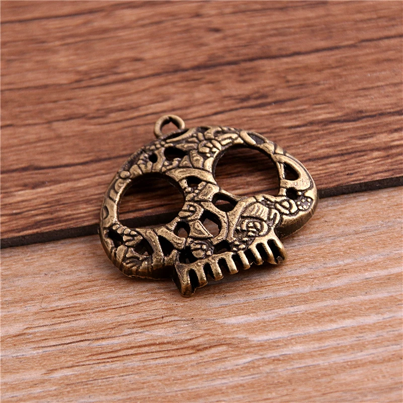 6pcs Antique bronze Metal Skull Charms Pendant For Jewelry Making Diy Halloween Party Skull Pendant Charms