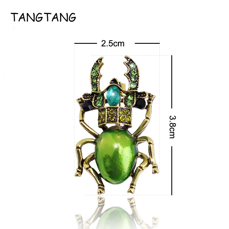 TANGTAN Delicate Beetles Brooches Pins Green Oil Painted Retro Accessories Cardigan Pins New Small Animal Jewelry, FB213