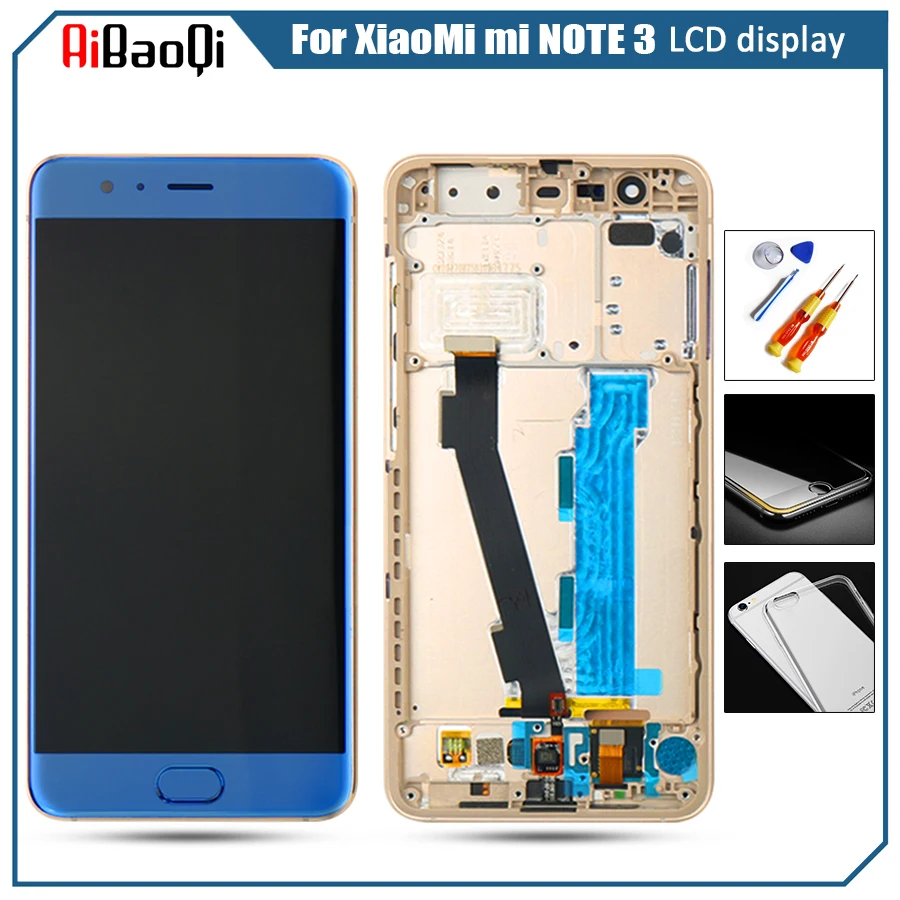 

ЖК-экран для 5,5 "Xiaomi Mi note 3 с сенсорной панелью и дигитайзером с рамкой и сканером отпечатка пальца для Mi note 3 с кнопкой home