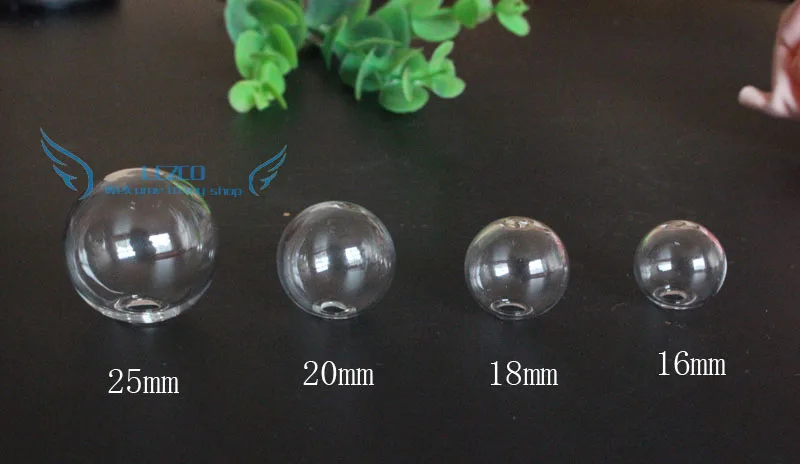 

50pcs/lot 16mm/18mm/20mm/25mm round clear glass globe bottle wishing vial for diy findings