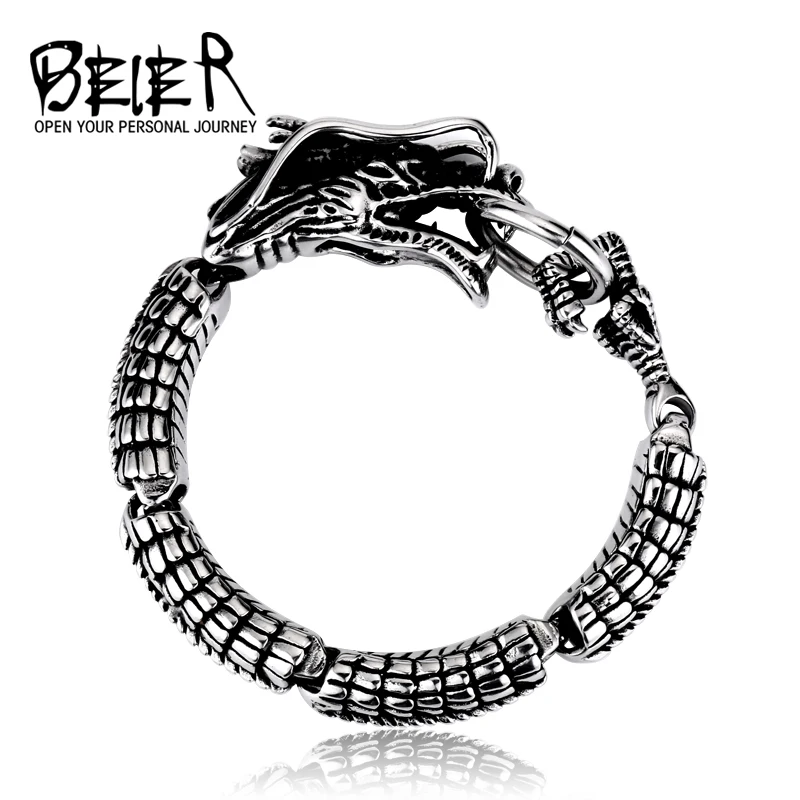 BEIER New Cool Punk Dragon Animal Bracelet &bangle For Man 316 Stainless Steel Man\'s High Quality Jewelry BC8-001