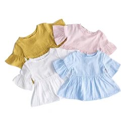 Flaer Sleeve Spring Summer Baby Girls Blouses Tops Clothes Casual Cotton Kids Girl Tee TShirts