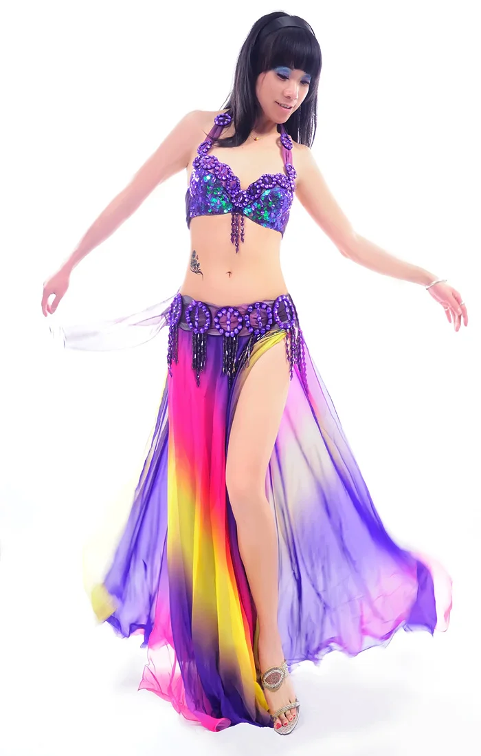 Tänzerin bauchtanz outfit set frauen Multicolor bauchtanz kostüm Leistung tragen bauchtanz kleidung bauchtanz bh rock