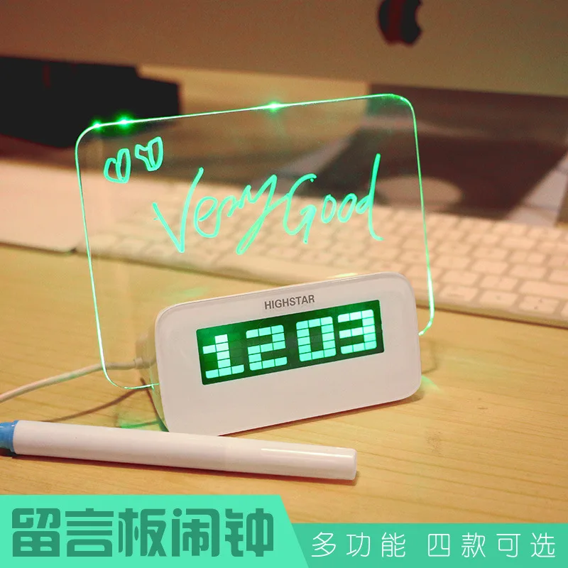 DIY mute personalized message board digital alarm clock, clock, led electronic tablet, Valentine's Day gift