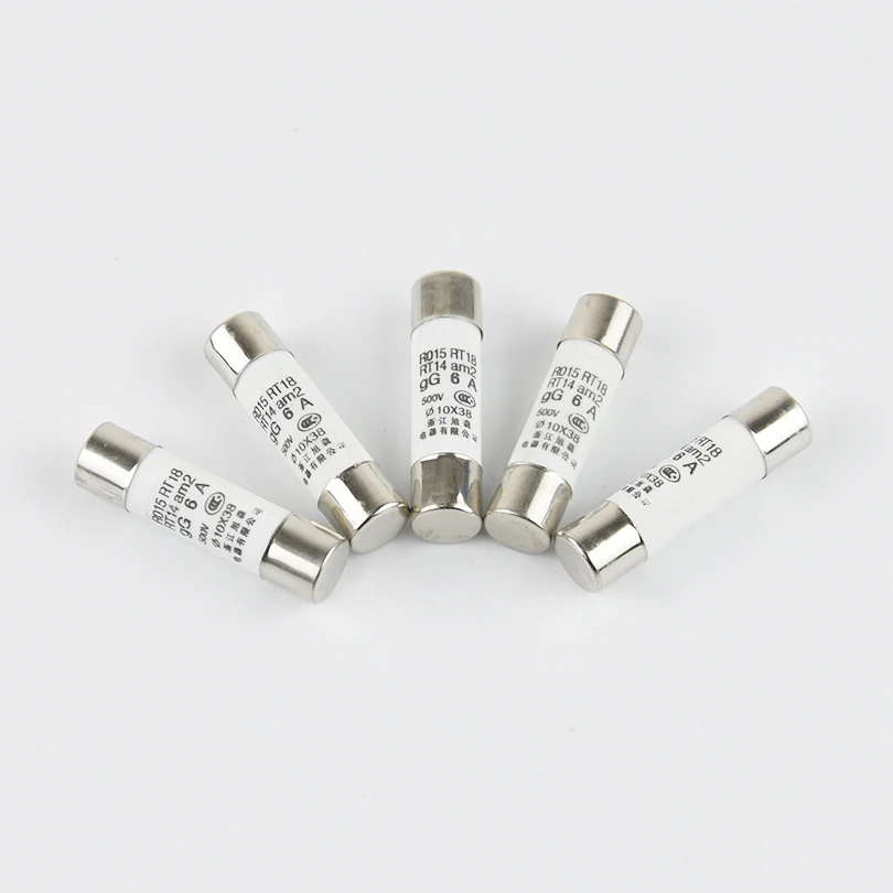 20Pcs 10*38 Fast Blow Ceramic Fuse 10x38mm Fuse 380V 500V 0.5A 1A 2A 3A 4A 5A 6A 8A 10A 16A 20A 25A 32A 40A RO15 RT18 RT14