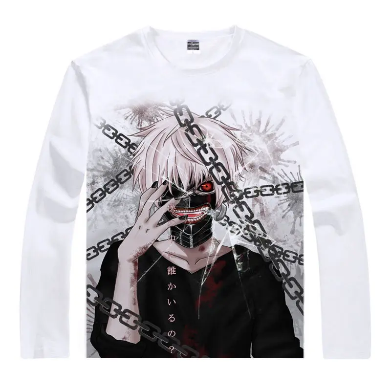 Tokyo Guru T-Shirt Ken Kaneki Shirt fashion Long sleeves t-shirts men anime costumeT Shirts japanese anime cosplay cute shirts a