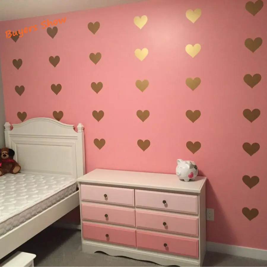 Metallic Gold Wall Stickers Heart-shaped pattern vinyl wall decals nursery art decor Little Hearts Stickers