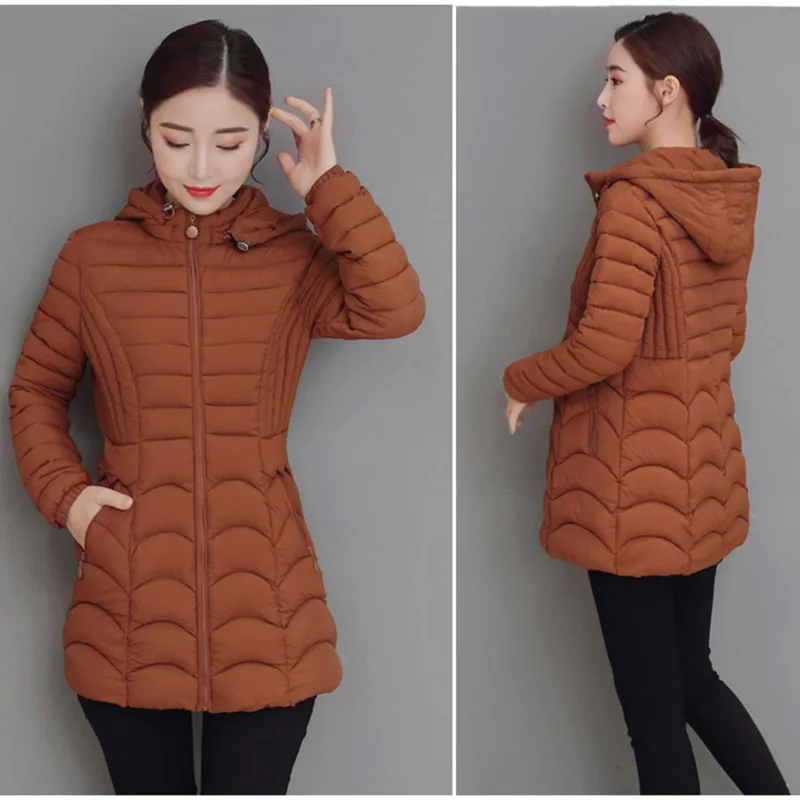 2022 Women Parkas Winter Down Cotton Jacket Thicken Warm Slim Hooded Outerwear Female Cotton Padded Coats Casual Outwear 445