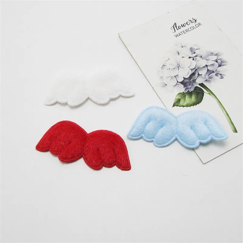 5x2.2cm 60pcs/lot furry felt Angel wing appliques for clothing DIY handmade Children Hair Accessories and Clothes Sewing