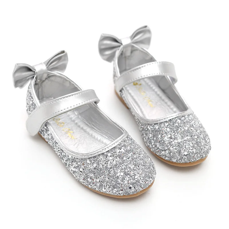 Baby Toddler Girl Gold Silver Glitter Party Ballet Flats Toddler Sequins Glittering Show Princess Dress Shoes