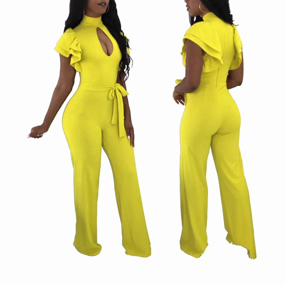 เซ็กซี่ jumpsuit Plus ขนาดสีทึบ jumpsuits สำหรับผู้หญิง 2019 บอดี้สูท