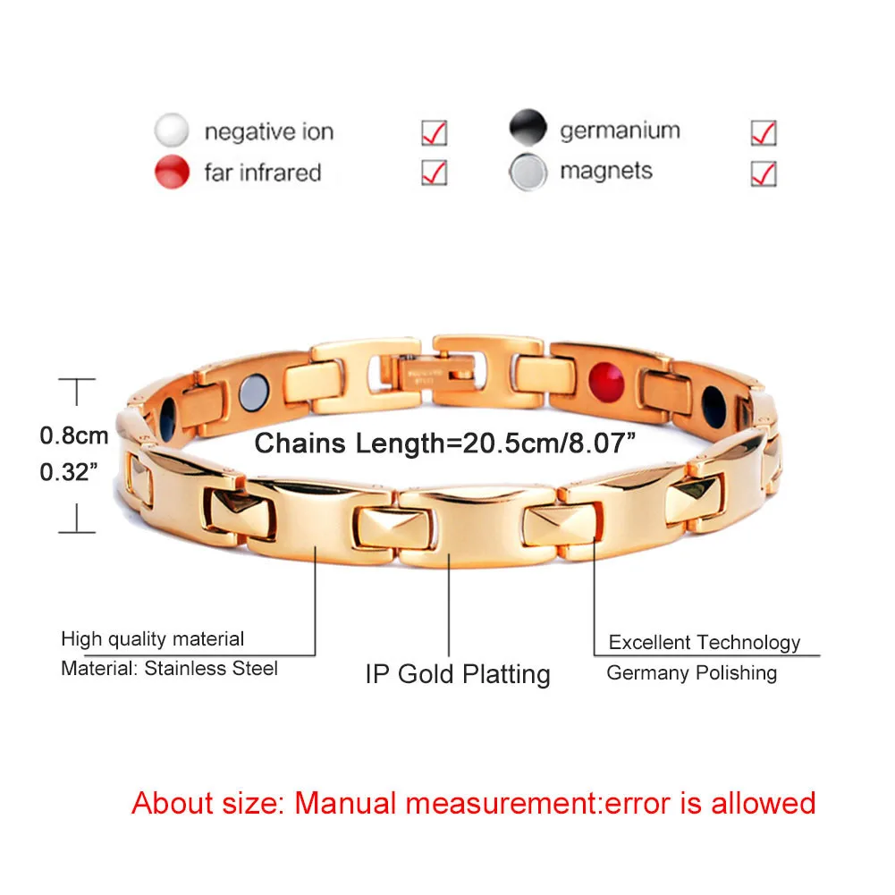 Stainless Steel Germanium Magnetic Bracelets For Woman Men Vintage Power Health Bracelet Male Jewelry