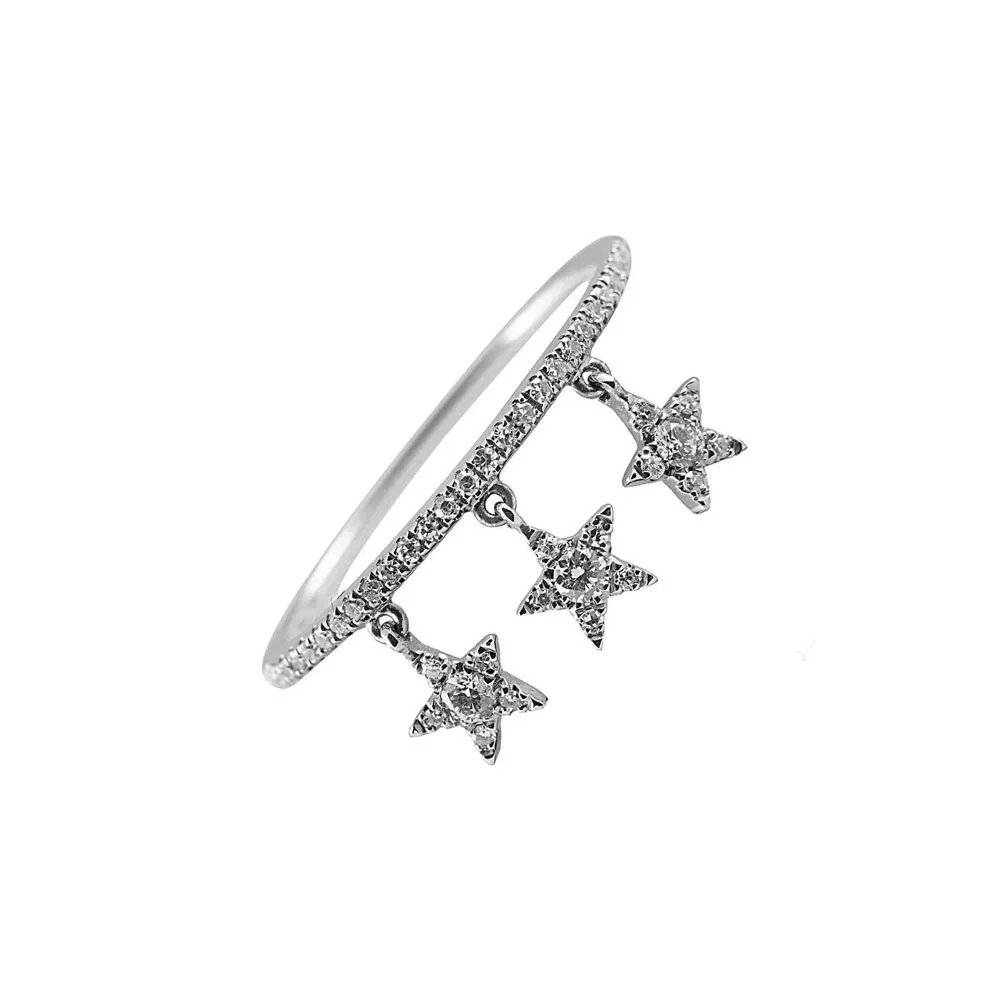silver color fashion jewelry cz paved tiny star charm ring for lady women christmas gift high quality cubic zirconia jewelry