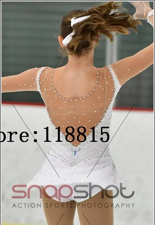 White Skating Dress Women High Quality Women Skating Skirt Crystals Girls Figure Skating Clothing Custom Competition 2017 B46