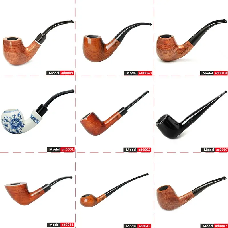 

MUXIANG Classical Wood Smoking Pipe Rosewood Or Ceramic Tobacco Pipe With 3mm Or 9 mm Filter Free Accessories ad0009-aa0316S