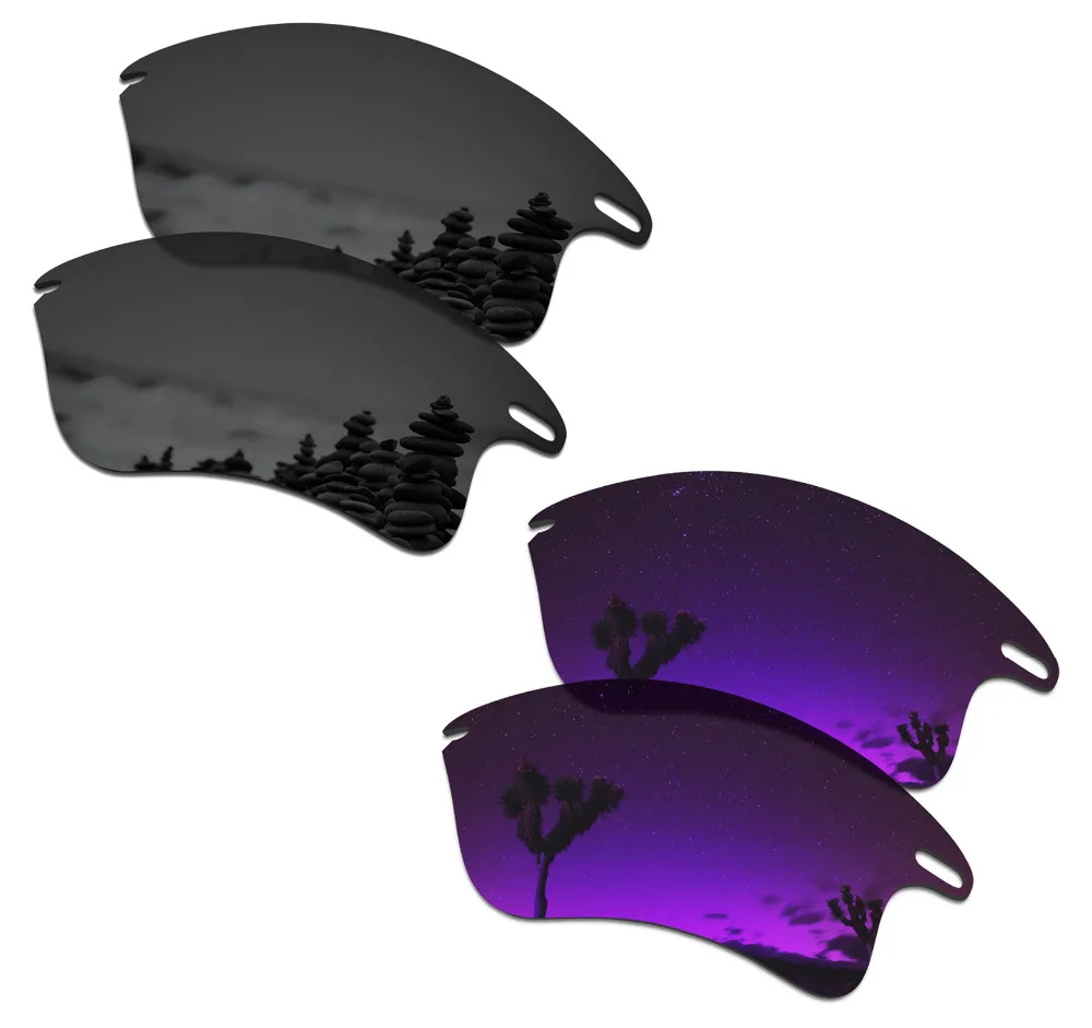 

SmartVLT 2 Pairs Polarized Sunglasses Replacement Lenses for Oakley Fast Jacket XL Stealth Black and Plasma Purple
