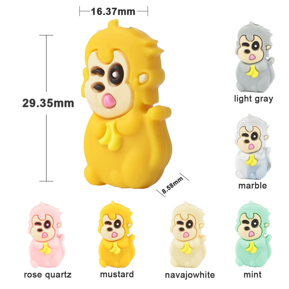 LOFCA 5pcs/lot Fashion Jewelry Animal Mini Silicone Beads Necklace BPA Free Silicone DIY bracelet necklace jewelry accessories