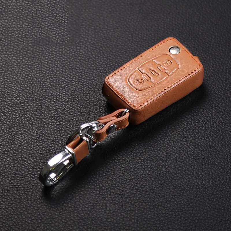 Leather Key Case for Peugeot RCZ 206 207 306 307 308 407 408 for Citroen C2 C3 C4 C5 C6 C4L 3 Button Folding Protective Cover