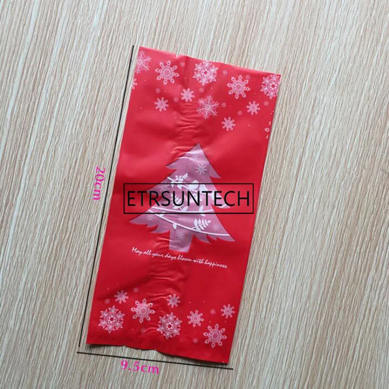 2500pcs Red/Green Frosted Christmas Tree Candy Gift Bags Cookie Packaging Bags For Snack Xmas Decor