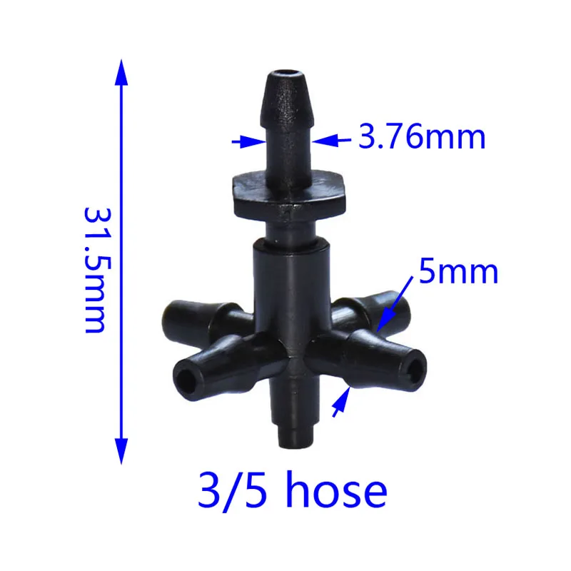 Arrow Drip 4 Way Cross Connector 5 Way Water Distributor  Drip Arrow Adapter 3/5 Hose Barb Water Connector 20Pcs