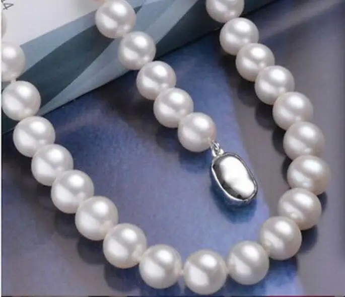 

HOT! Charming 9-10mm AAA White Pearl Necklace 18" 36"