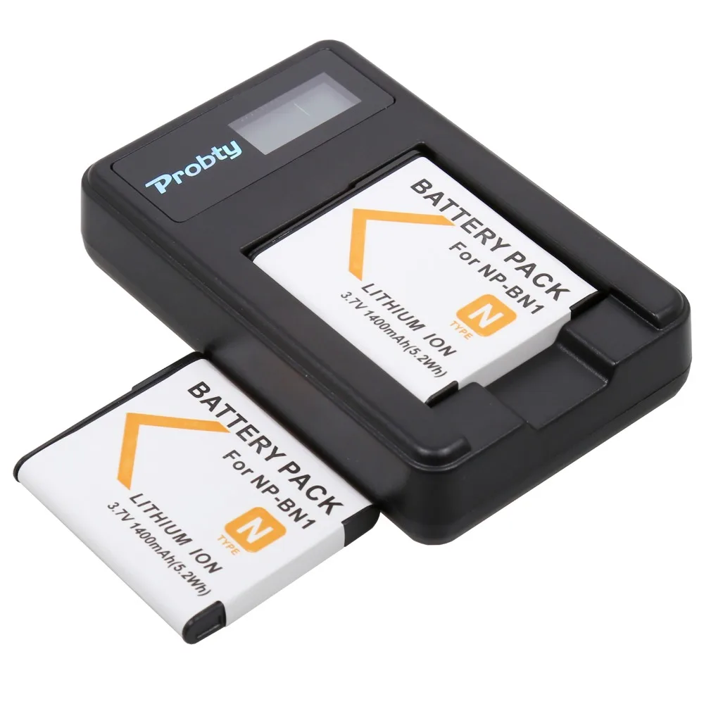 2Pcs NP-BN1 NP BN1 Battery + LCD Charger for Sony Cyber-shot DSC-QX10 DSC-QX100 DSC-T99 DSC-T110 DSC-TF1 DSC-TX5 TX7 DSC-TX10