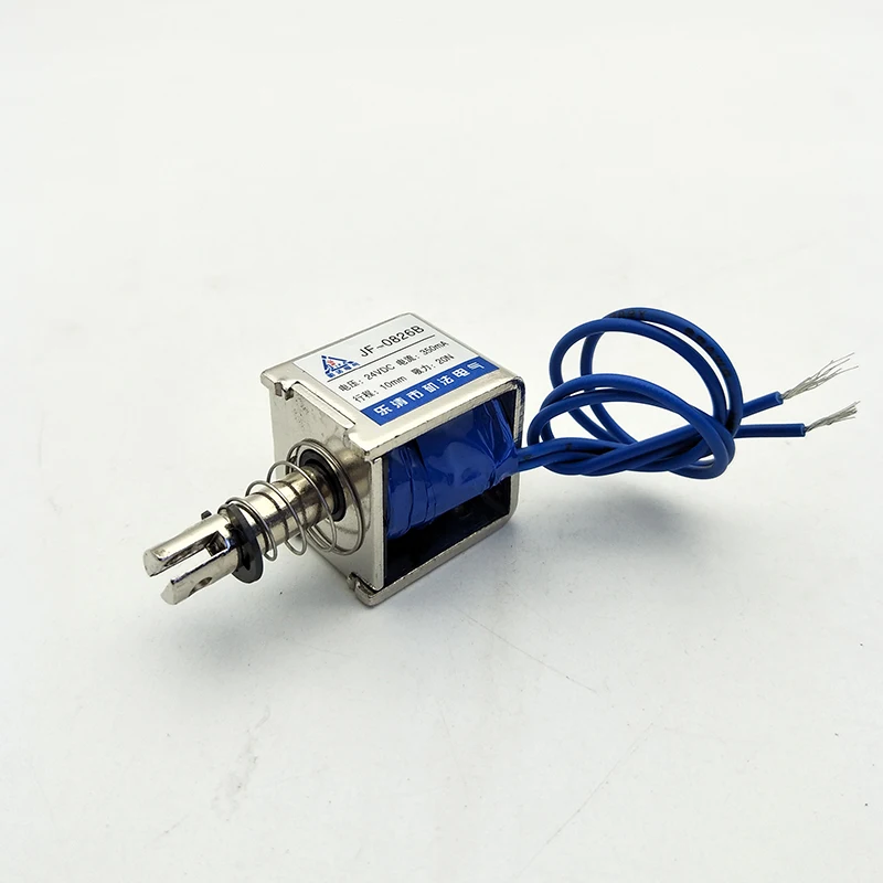 Picture 4: High quality DC 24V 350mA Push Pull Type Open Frame Solenoid Electromagnet 10mm Stroke 20N 4.4LB JF-0826B Free shipping